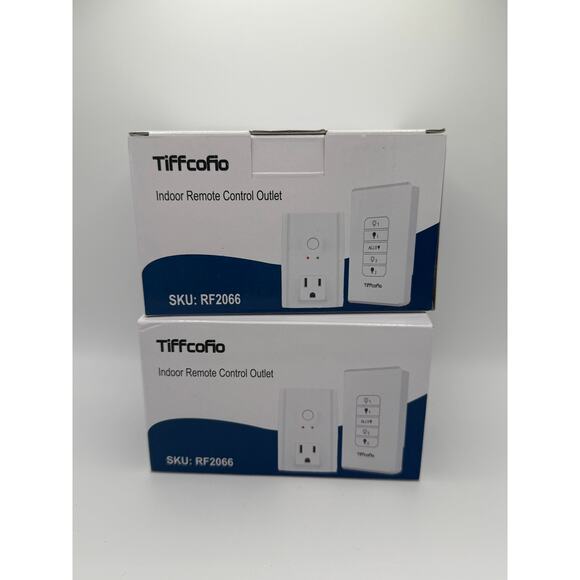 Lot of 2 Tiffcofio Indoor Remote Control Socket W/ Remote RF2066 White - Picture 2 of 4